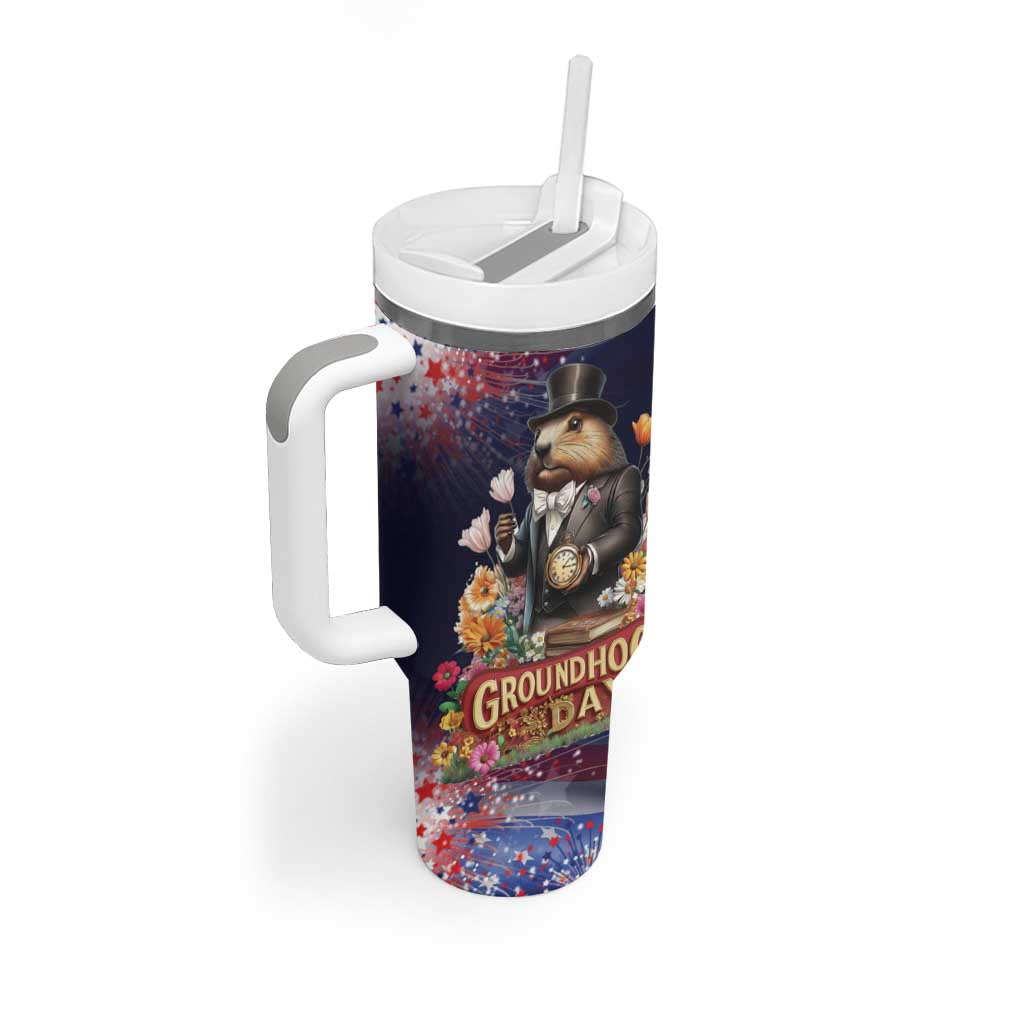 Groundhog Day Gentleman Tumbler With Handle Same Day Again - Wonder Print Shop