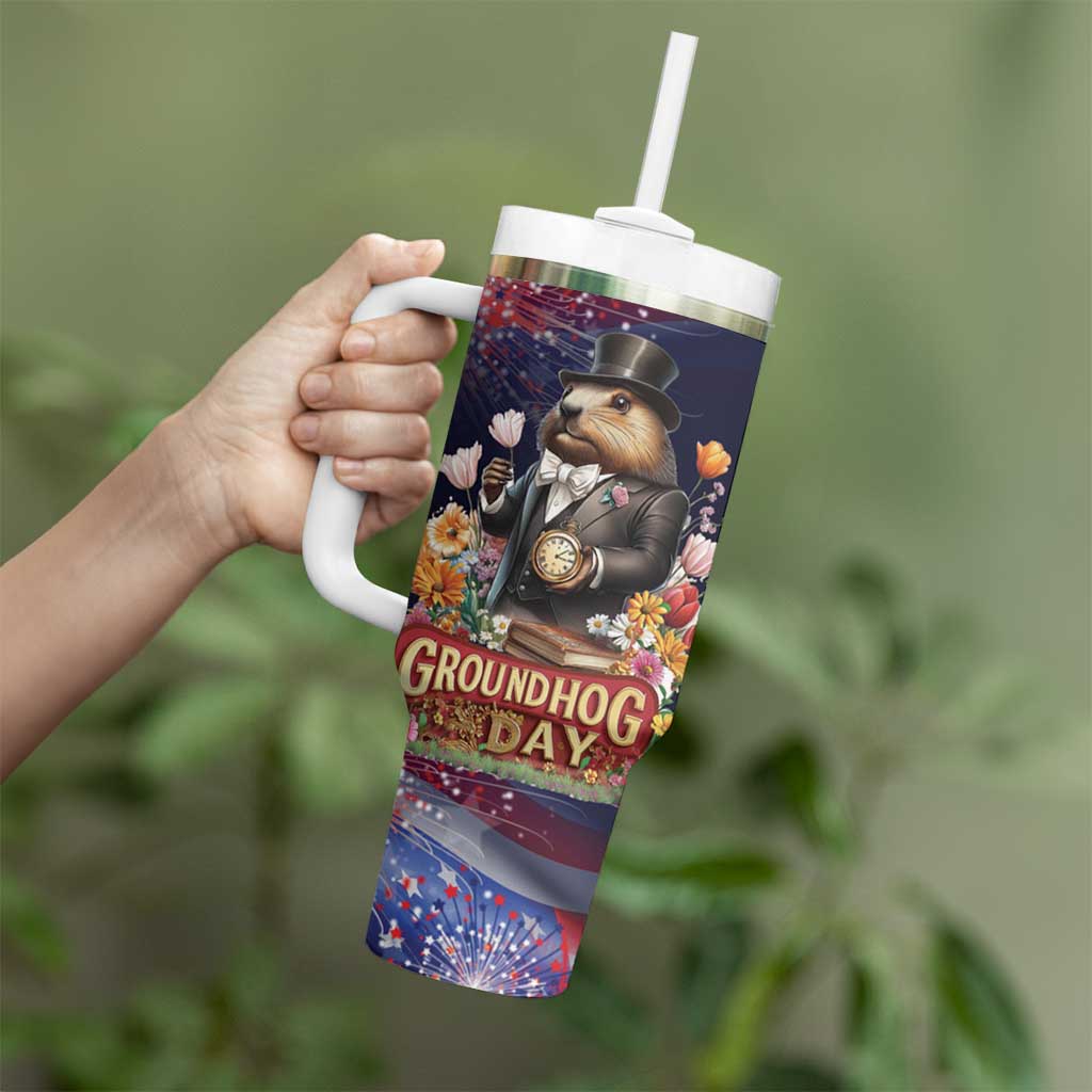 Groundhog Day Gentleman Tumbler With Handle Same Day Again - Wonder Print Shop