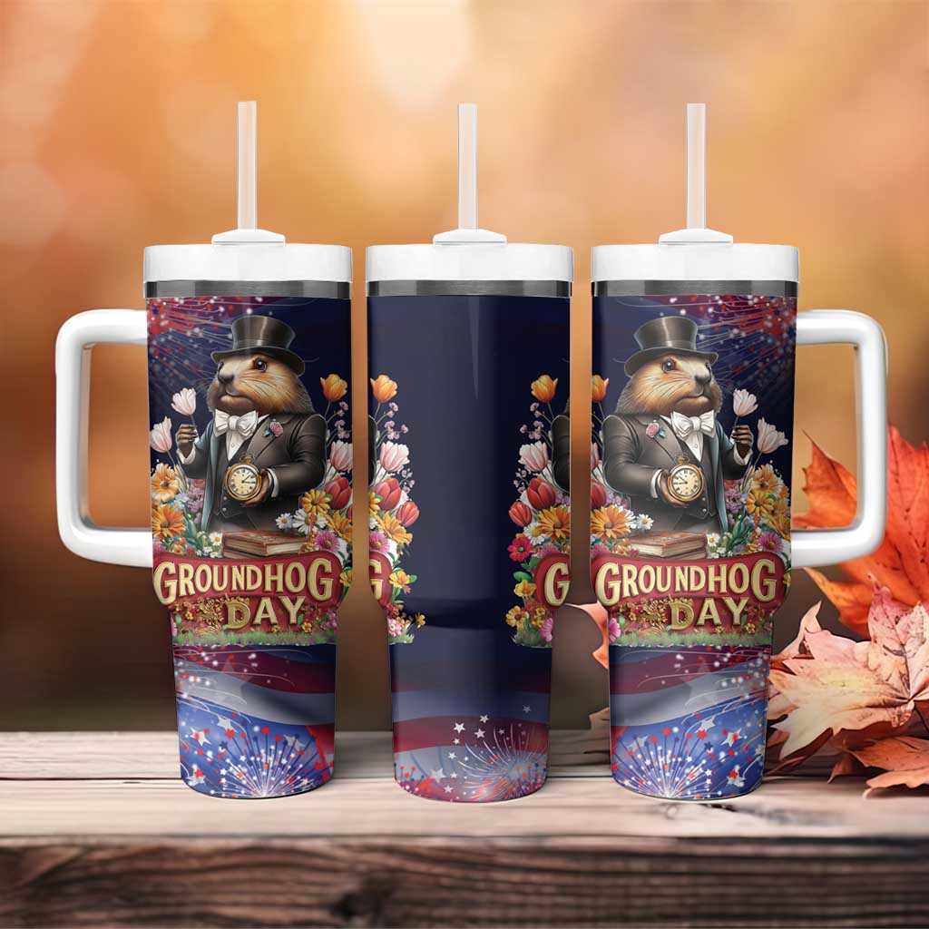 Groundhog Day Gentleman Tumbler With Handle Same Day Again - Wonder Print Shop