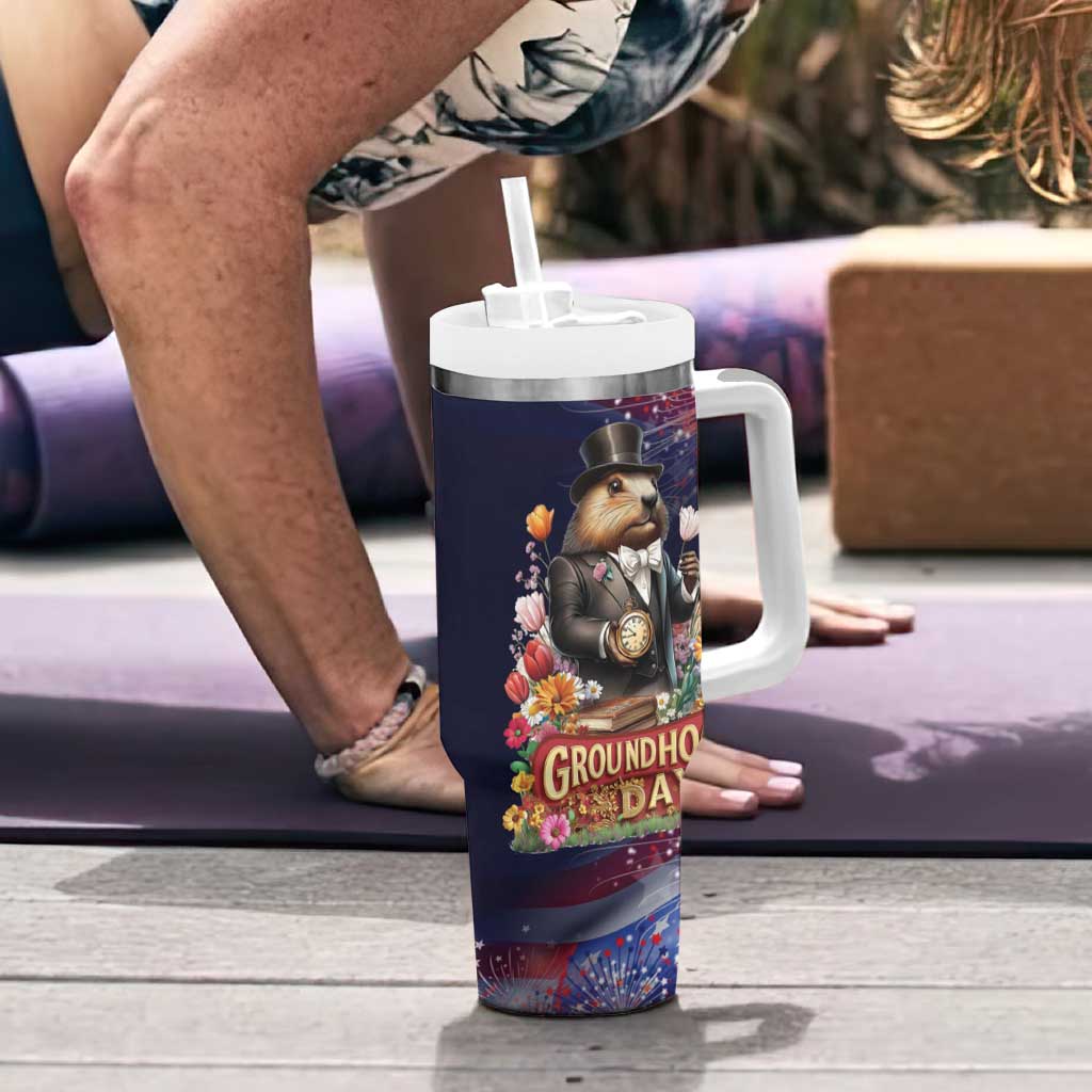 Groundhog Day Gentleman Tumbler With Handle Same Day Again - Wonder Print Shop
