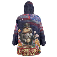 Groundhog Day Gentleman Wearable Blanket Hoodie Same Day Again - Wonder Print Shop