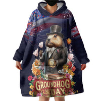 Groundhog Day Gentleman Wearable Blanket Hoodie Same Day Again - Wonder Print Shop