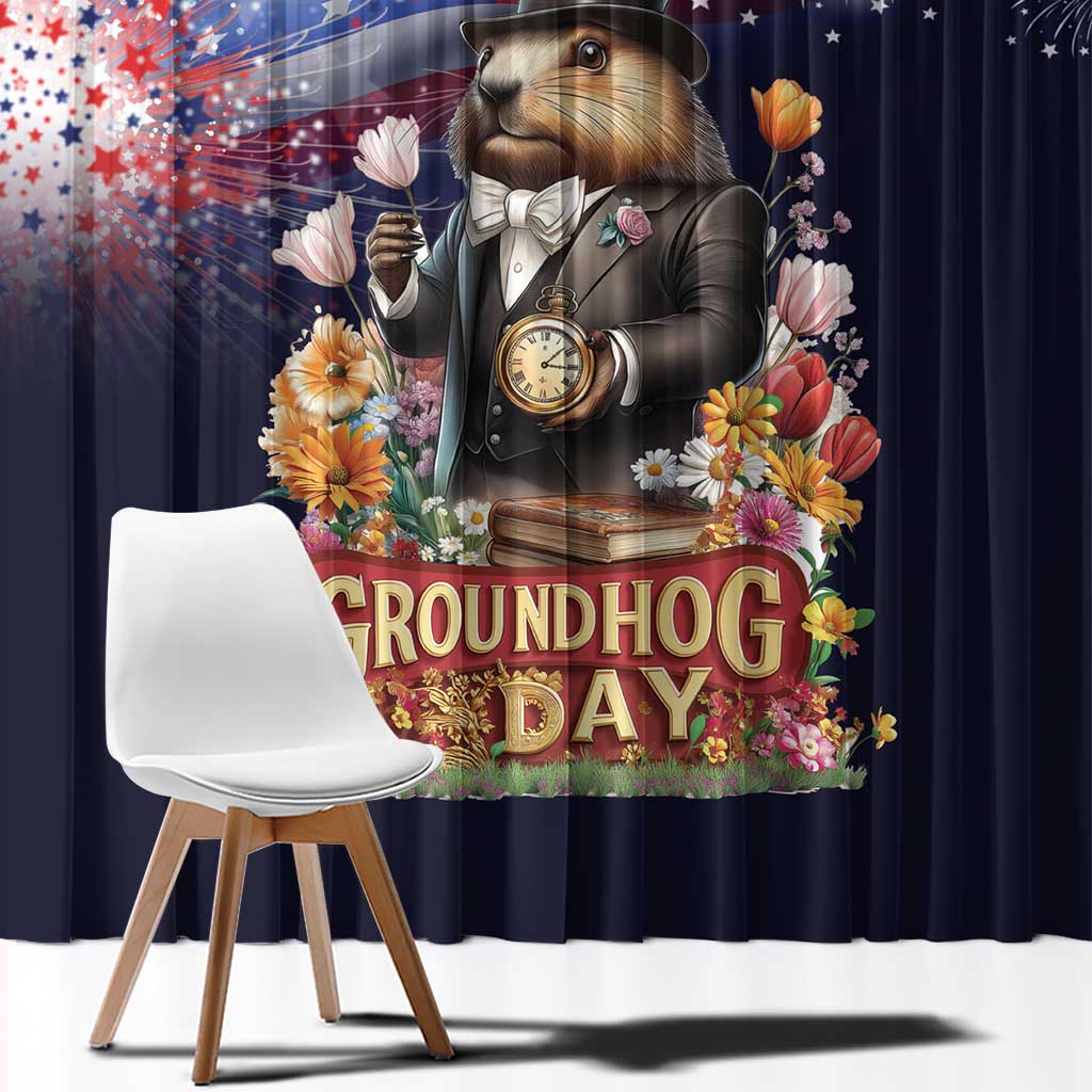 Groundhog Day Gentleman Window Curtain Same Day Again - Wonder Print Shop