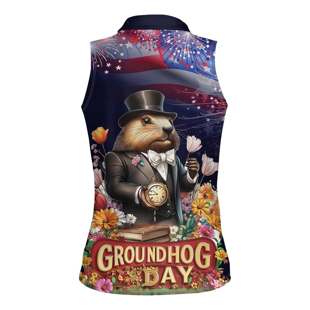 Groundhog Day Gentleman Women Sleeveless Polo Shirt Same Day Again - Wonder Print Shop
