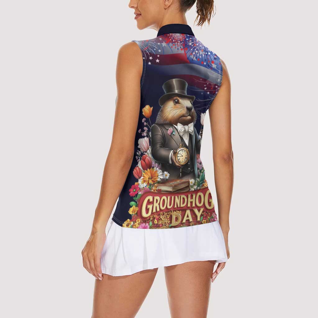 Groundhog Day Gentleman Women Sleeveless Polo Shirt Same Day Again - Wonder Print Shop