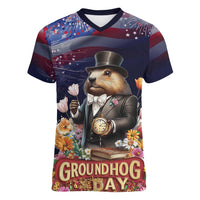 Groundhog Day Gentleman Women V-Neck T-Shirt Same Day Again - Wonder Print Shop