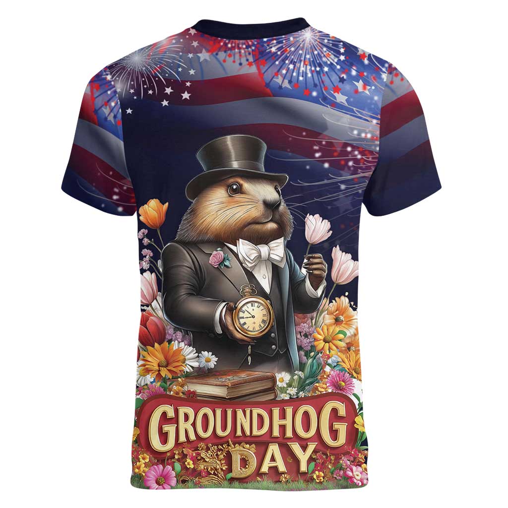 Groundhog Day Gentleman Women V-Neck T-Shirt Same Day Again - Wonder Print Shop