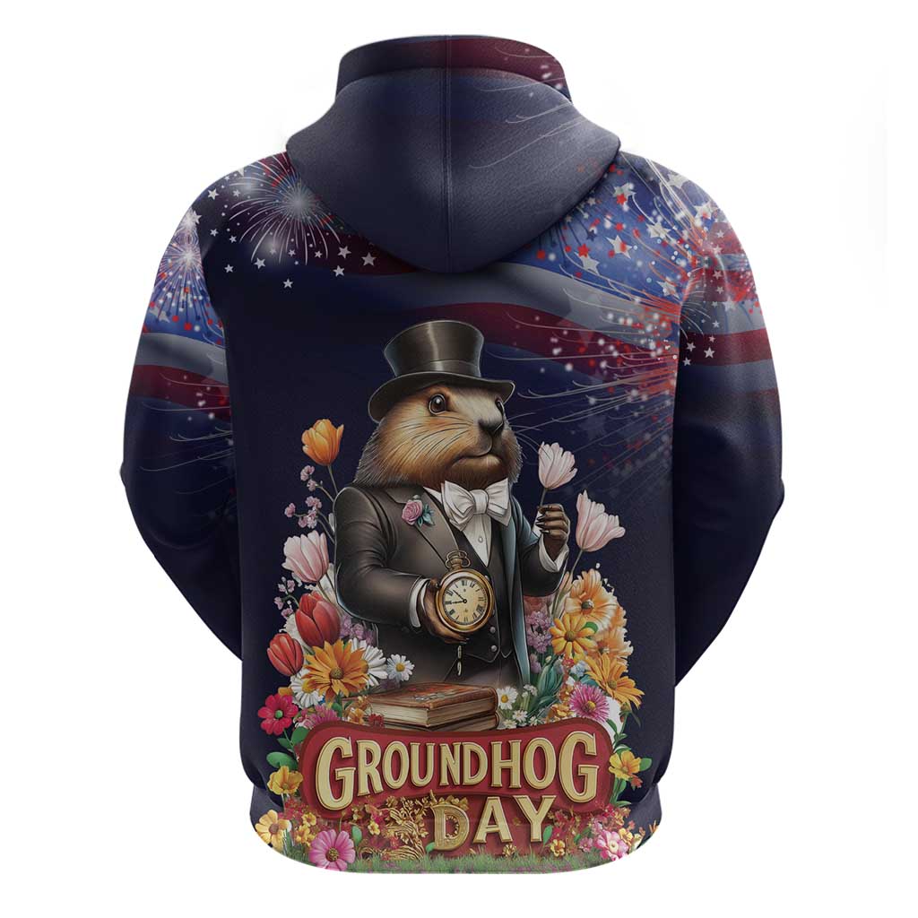 Groundhog Day Gentleman Zip Hoodie Same Day Again - Wonder Print Shop