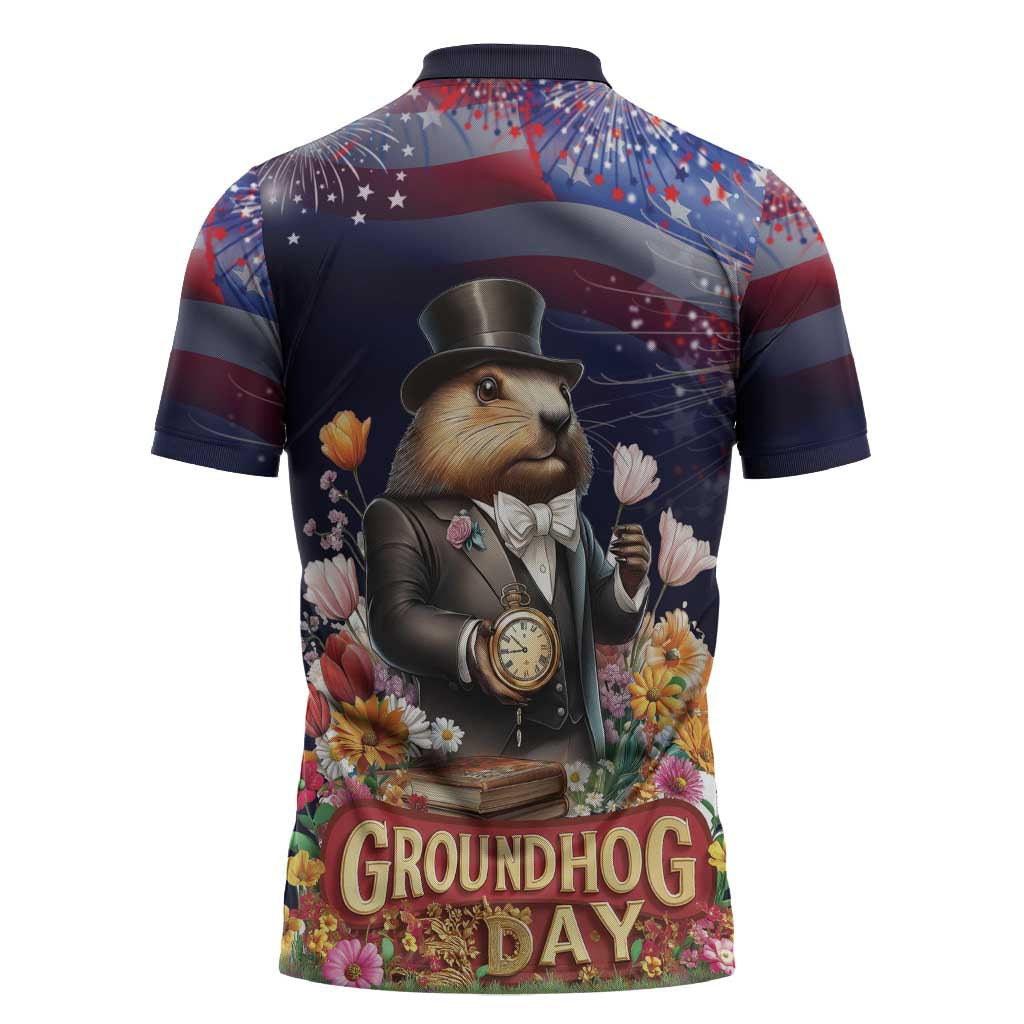 Groundhog Day Gentleman Zipper Polo Shirt Same Day Again - Wonder Print Shop