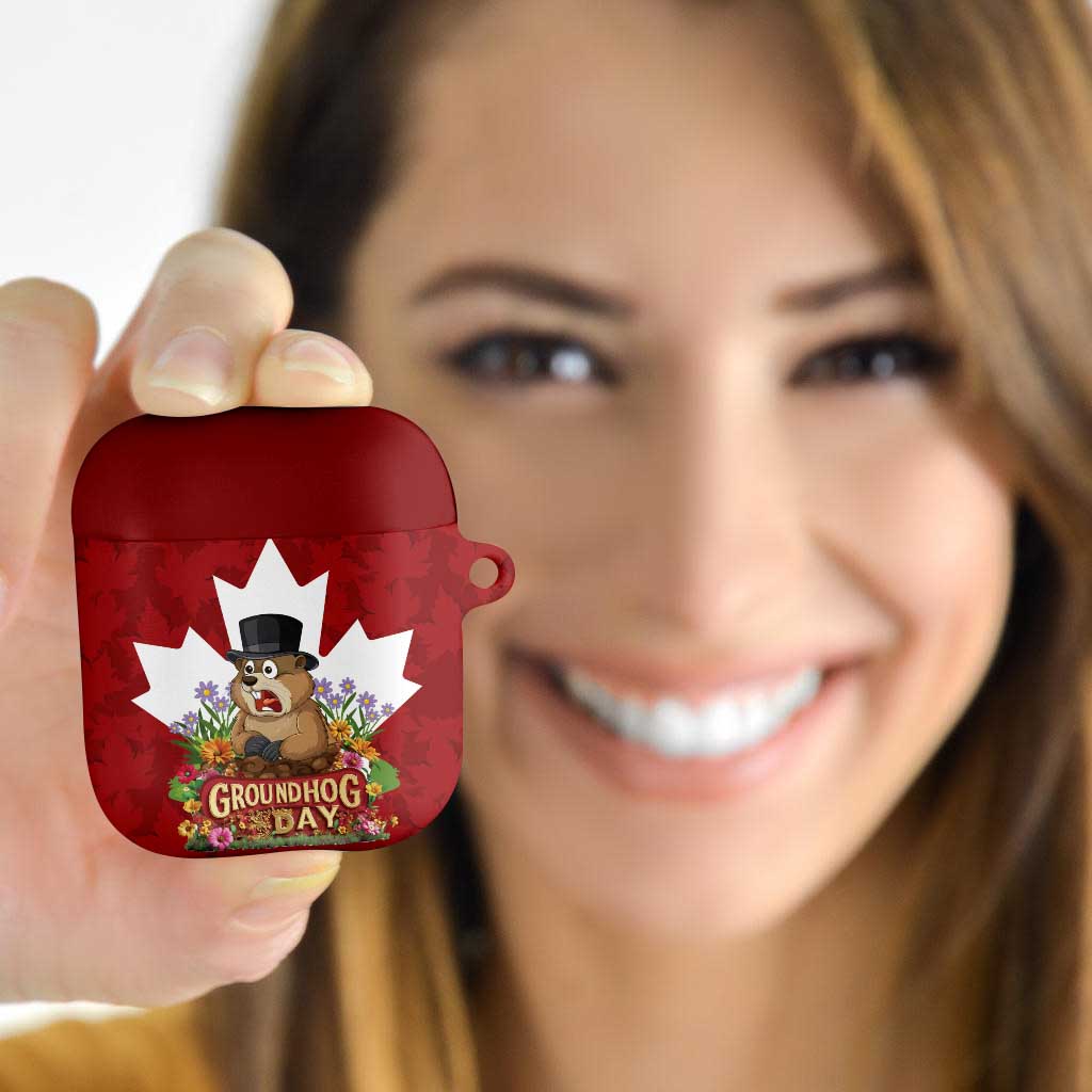 Funny Groundhog Day AirPods Case Canadian Maple Leaf - Wonder Print Shop