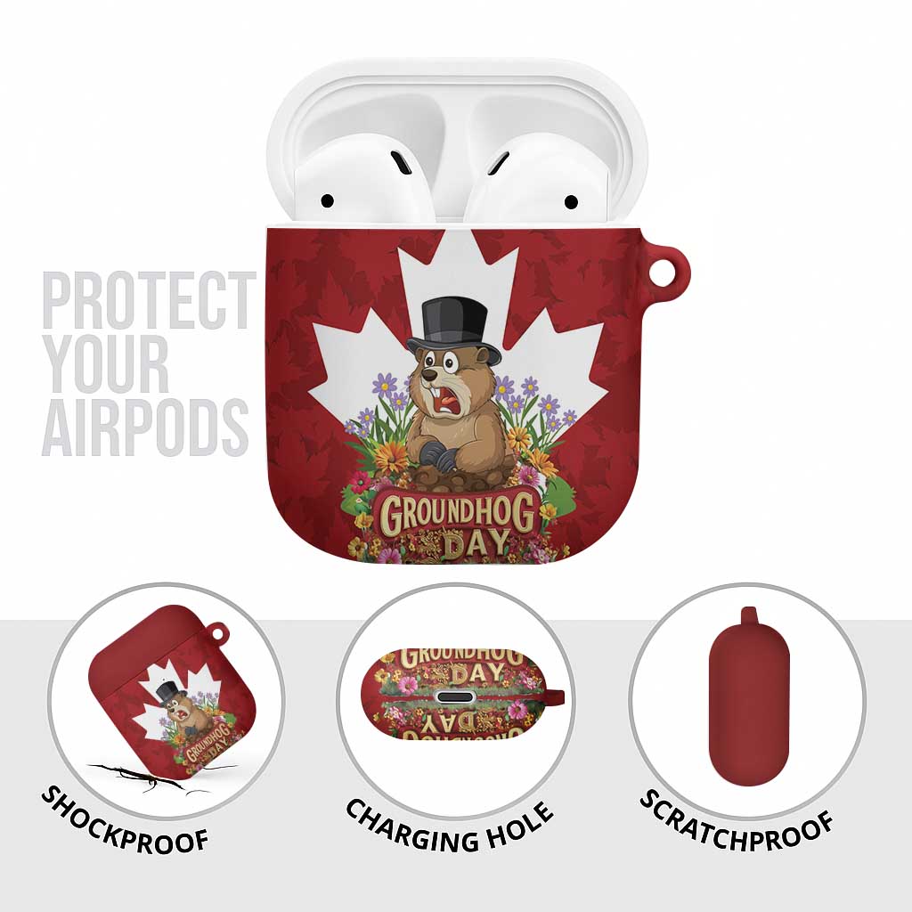 Funny Groundhog Day AirPods Case Canadian Maple Leaf - Wonder Print Shop