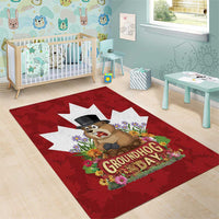Funny Groundhog Day Area Rug Canadian Maple Leaf - Wonder Print Shop