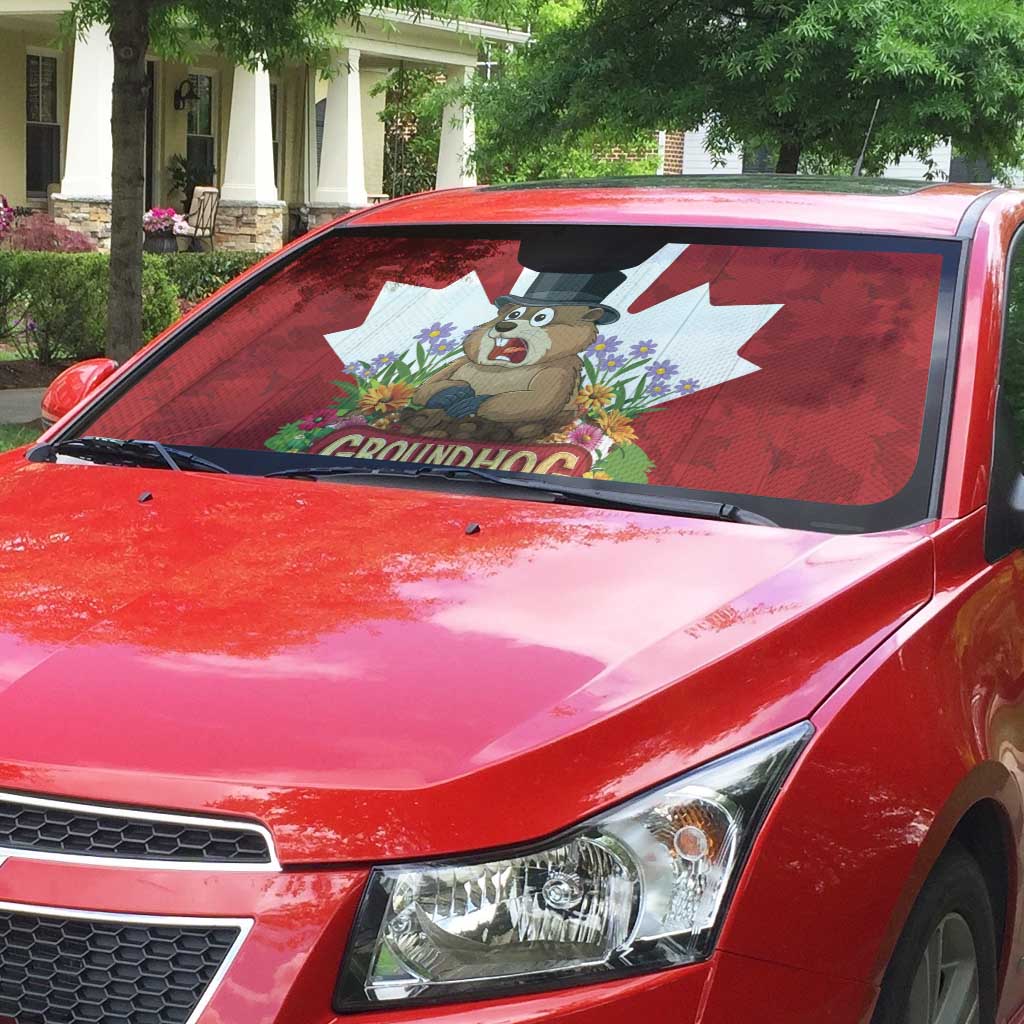 Funny Groundhog Day Auto Sun Shade Canadian Maple Leaf - Wonder Print Shop