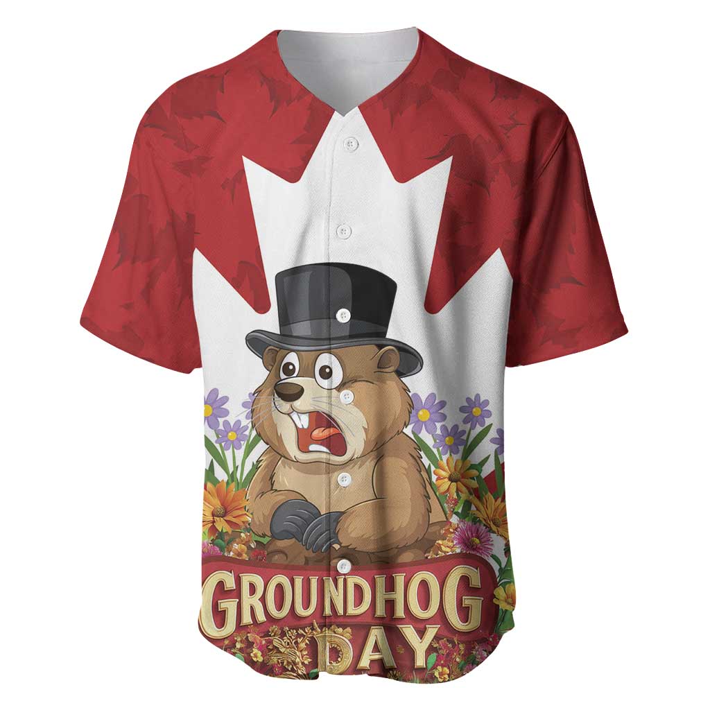 Funny Groundhog Day Baseball Jersey Canadian Maple Leaf - Wonder Print Shop