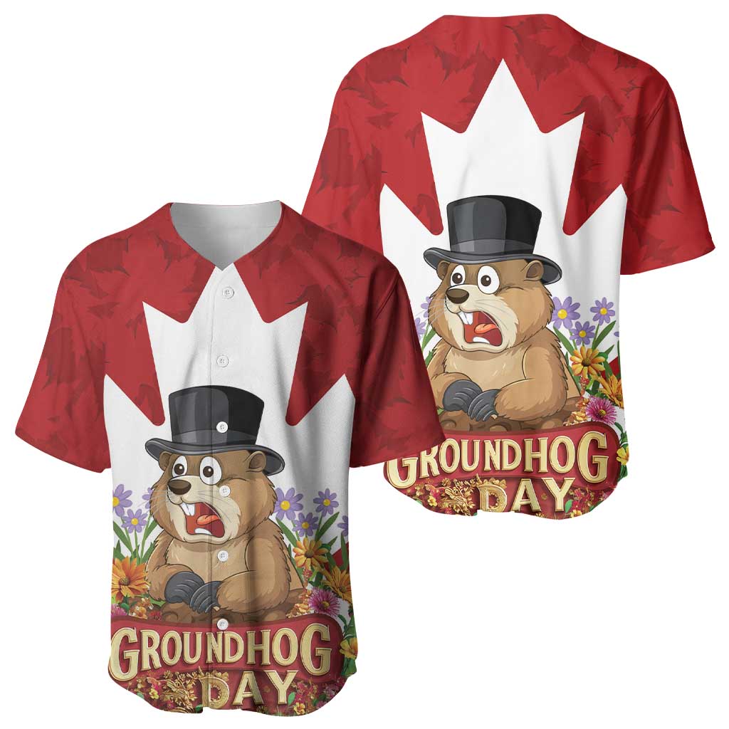Funny Groundhog Day Baseball Jersey Canadian Maple Leaf - Wonder Print Shop