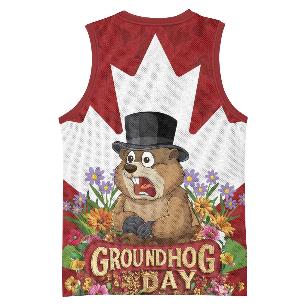 Funny Groundhog Day Basketball Jersey Canadian Maple Leaf - Wonder Print Shop