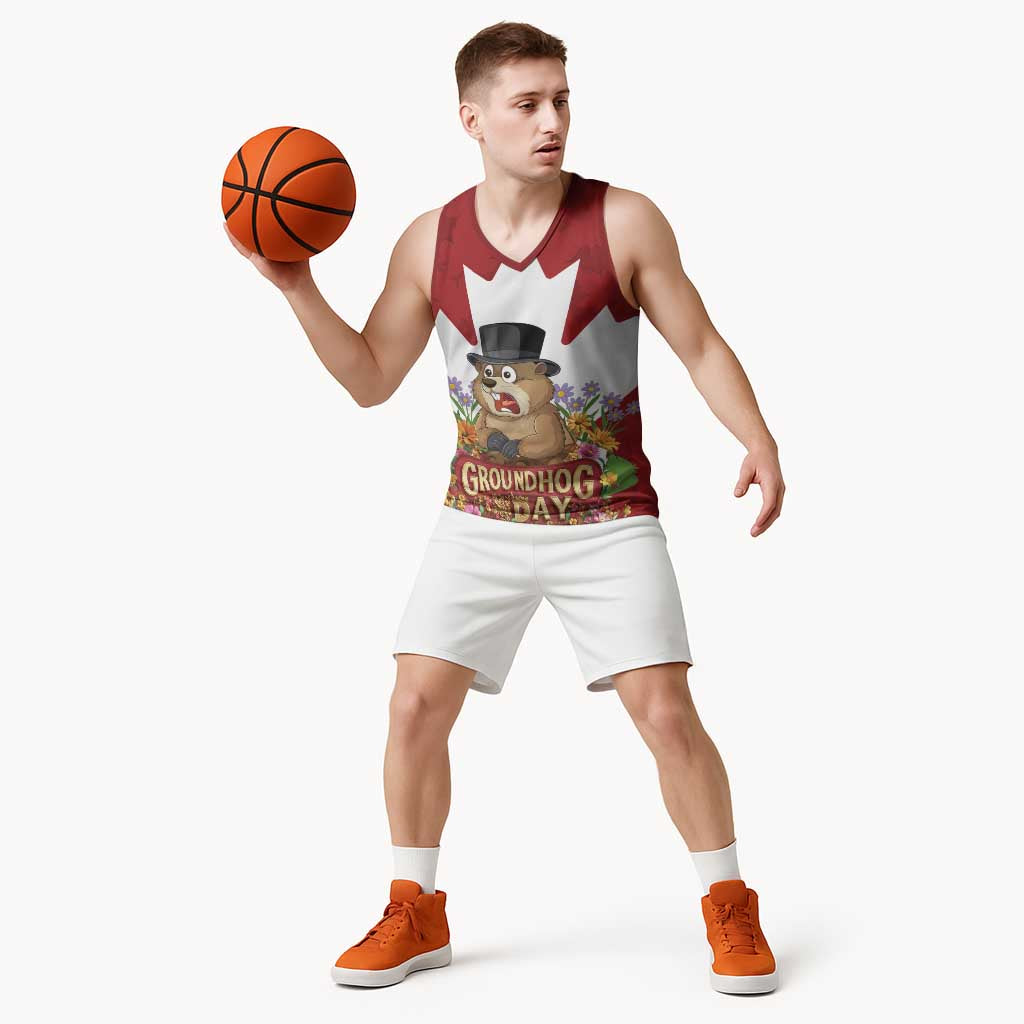 Funny Groundhog Day Basketball Jersey Canadian Maple Leaf - Wonder Print Shop