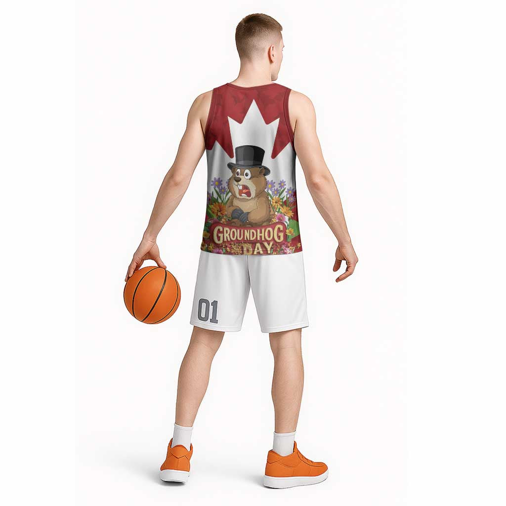 Funny Groundhog Day Basketball Jersey Canadian Maple Leaf - Wonder Print Shop