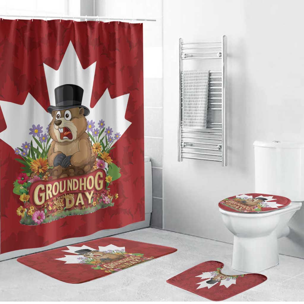 Funny Groundhog Day Bathroom Set Canadian Maple Leaf - Wonder Print Shop