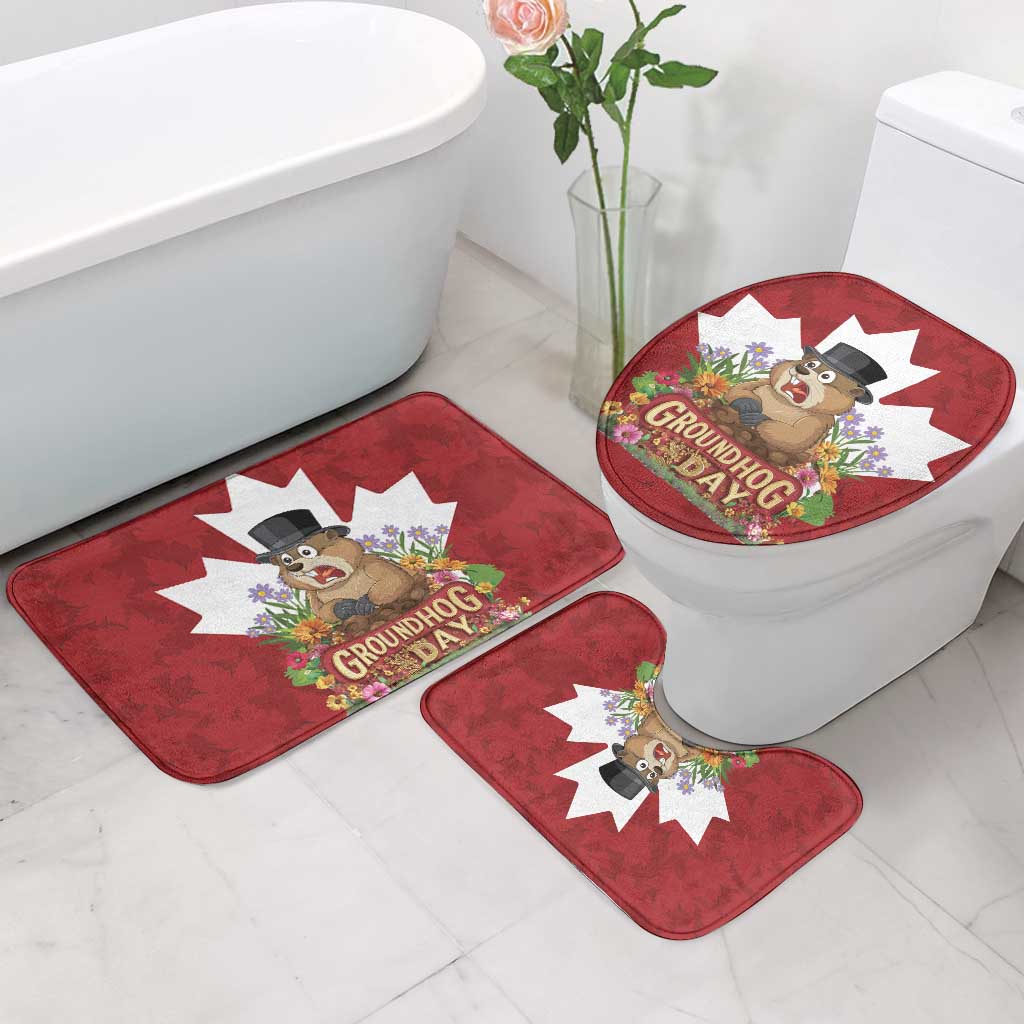 Funny Groundhog Day Bathroom Set Canadian Maple Leaf - Wonder Print Shop