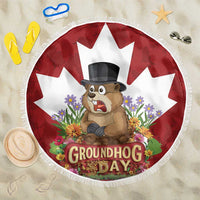 Funny Groundhog Day Beach Blanket Canadian Maple Leaf - Wonder Print Shop