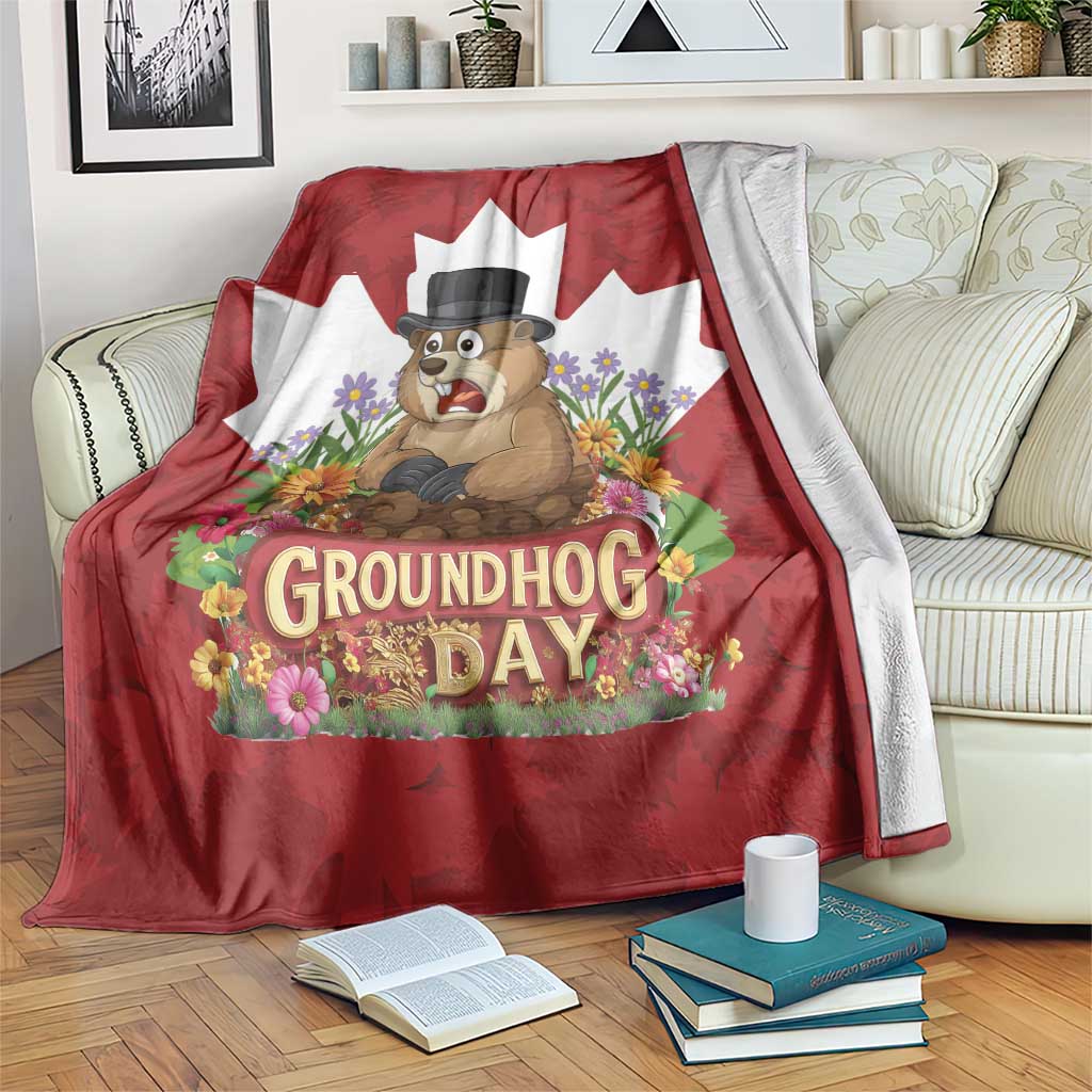 Funny Groundhog Day Blanket Canadian Maple Leaf - Wonder Print Shop