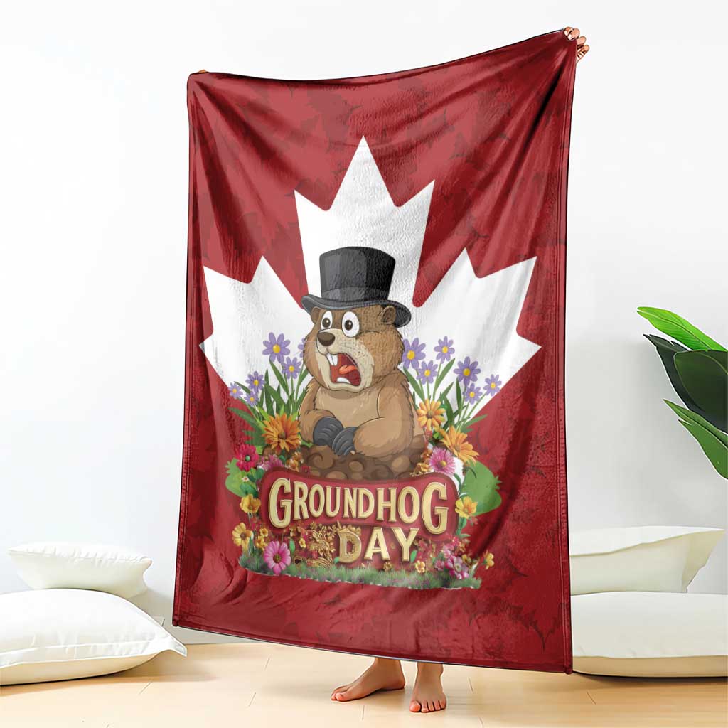 Funny Groundhog Day Blanket Canadian Maple Leaf - Wonder Print Shop