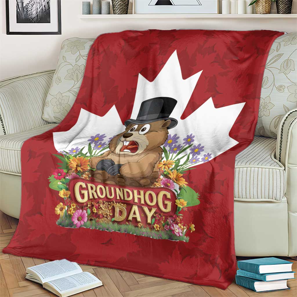 Funny Groundhog Day Blanket Canadian Maple Leaf - Wonder Print Shop