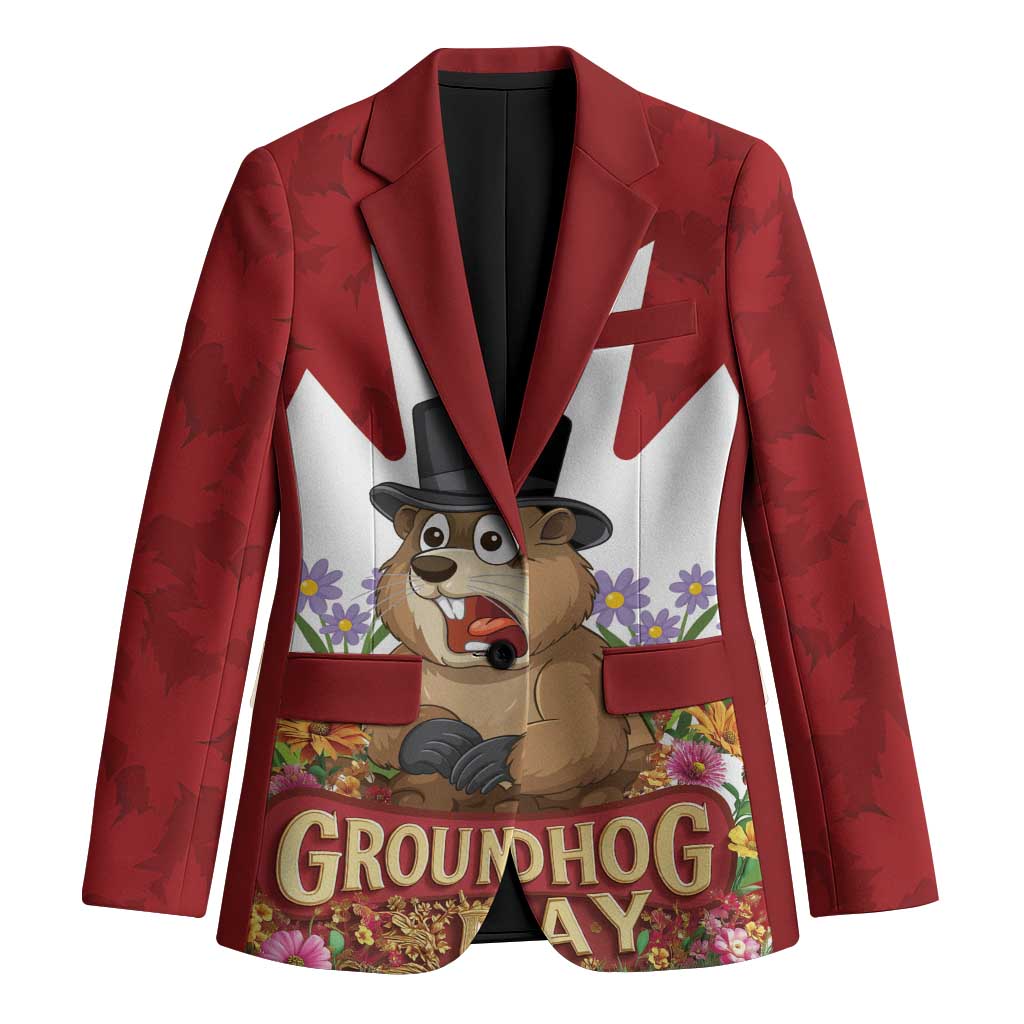 Funny Groundhog Day Blazer Canadian Maple Leaf - Wonder Print Shop