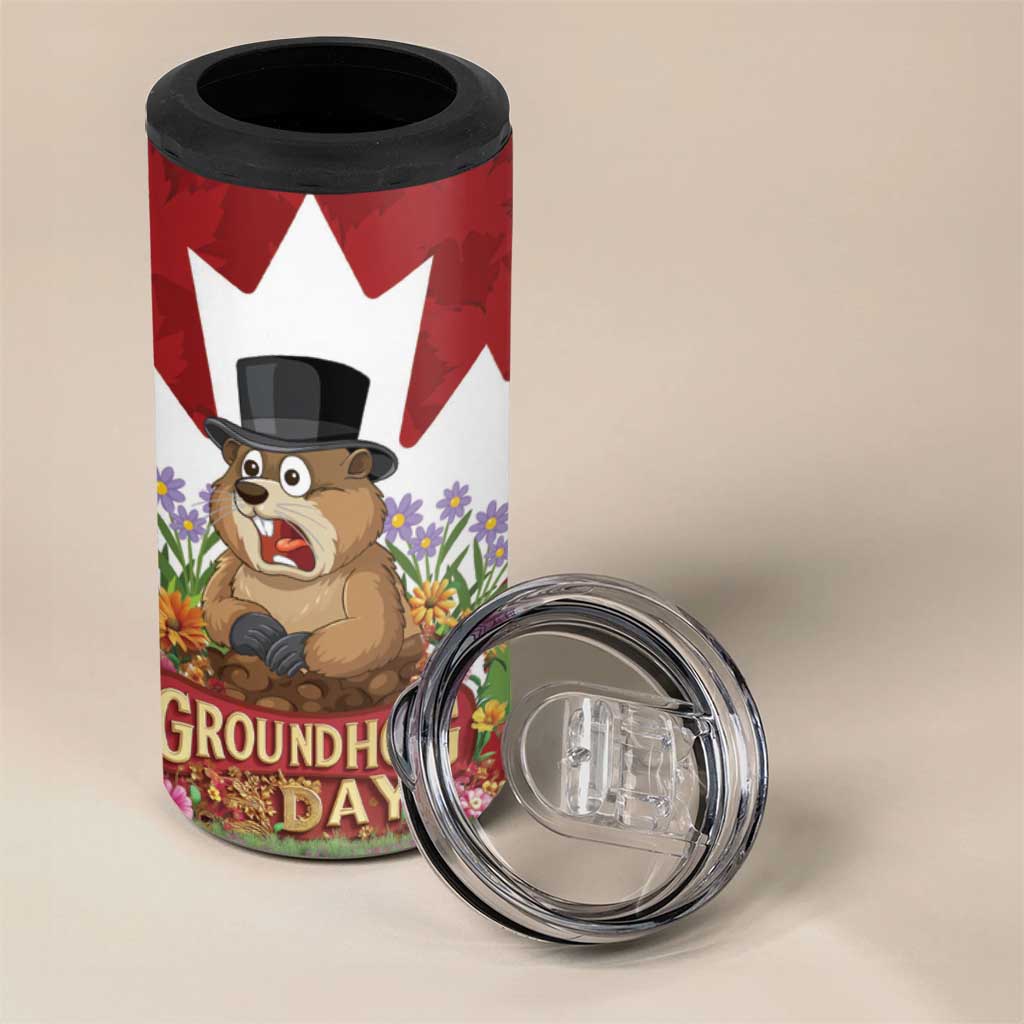Funny Groundhog Day 4 in 1 Can Cooler Tumbler Canadian Maple Leaf - Wonder Print Shop