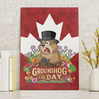 Funny Groundhog Day Canvas Wall Art Canadian Maple Leaf - Wonder Print Shop