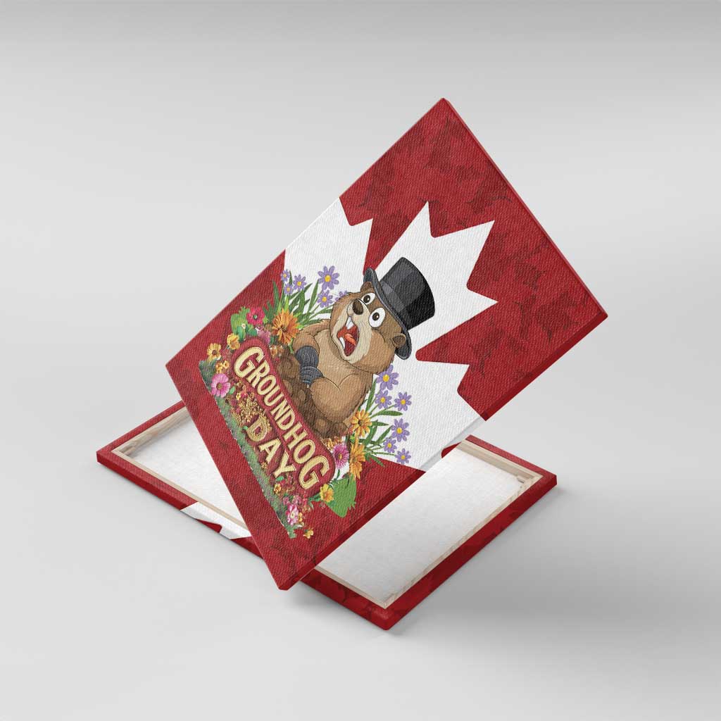Funny Groundhog Day Canvas Wall Art Canadian Maple Leaf - Wonder Print Shop