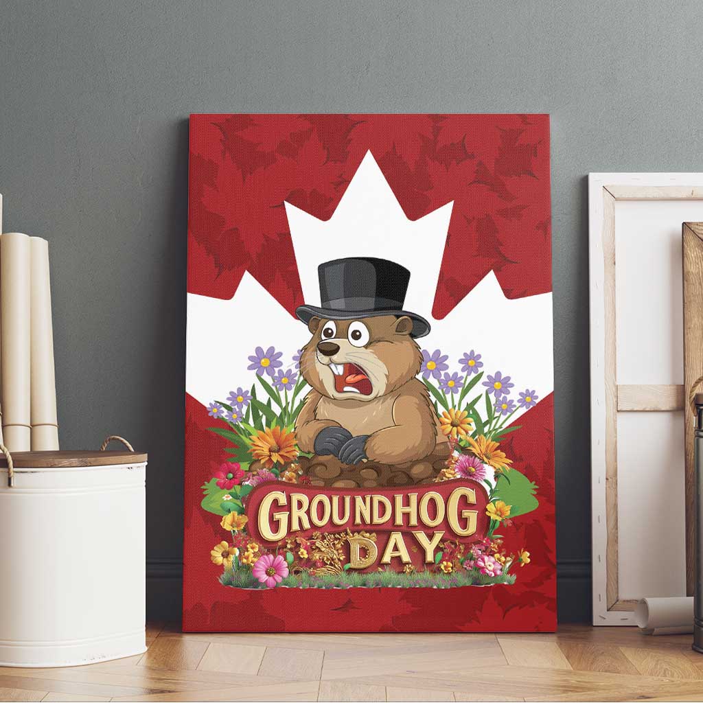 Funny Groundhog Day Canvas Wall Art Canadian Maple Leaf - Wonder Print Shop
