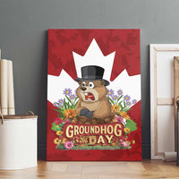 Funny Groundhog Day Canvas Wall Art Canadian Maple Leaf - Wonder Print Shop