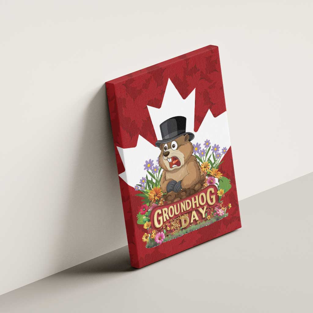 Funny Groundhog Day Canvas Wall Art Canadian Maple Leaf - Wonder Print Shop