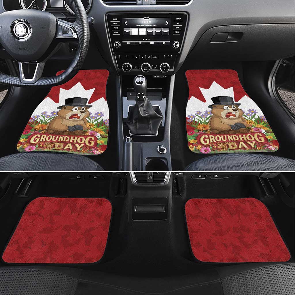 Funny Groundhog Day Car Mats Canadian Maple Leaf - Wonder Print Shop