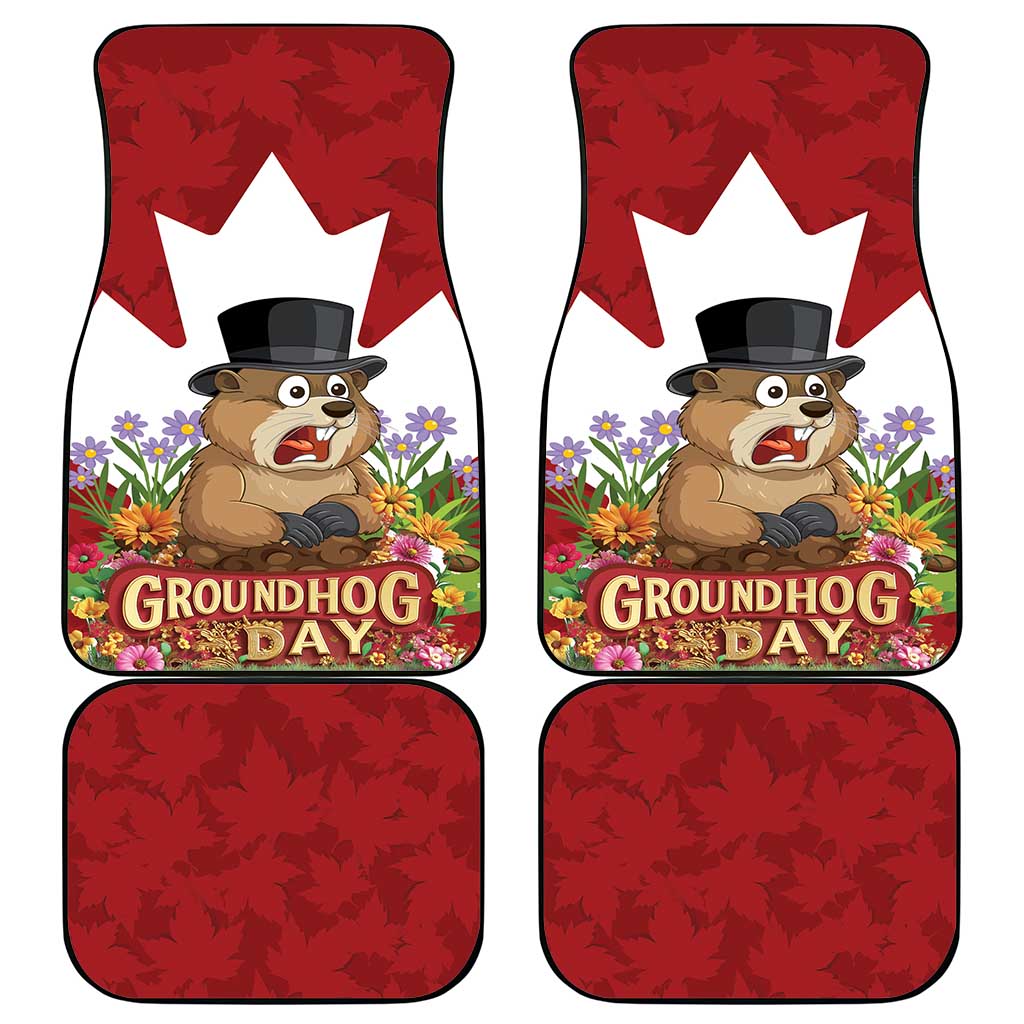 Funny Groundhog Day Car Mats Canadian Maple Leaf - Wonder Print Shop