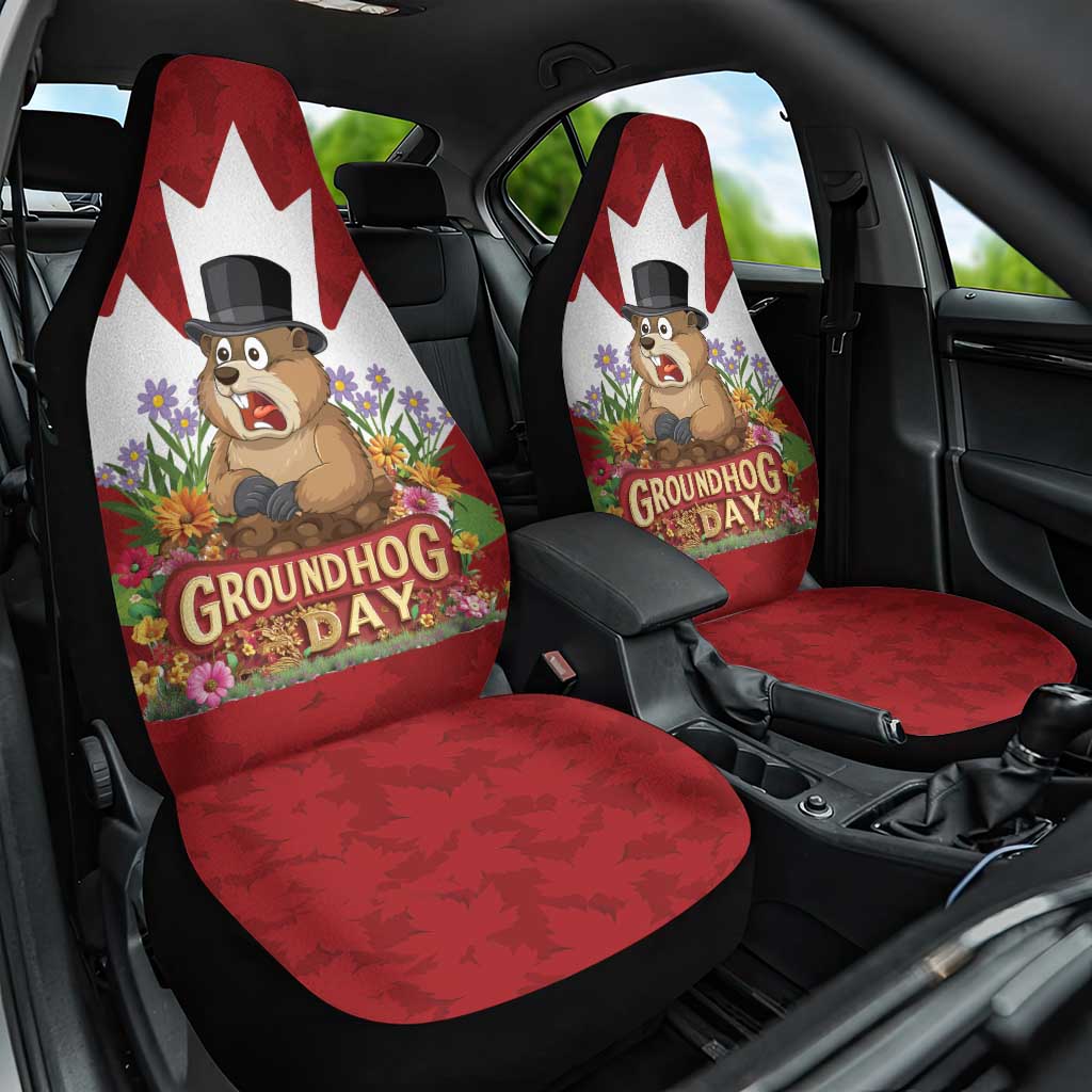 Funny Groundhog Day Car Seat Cover Canadian Maple Leaf - Wonder Print Shop