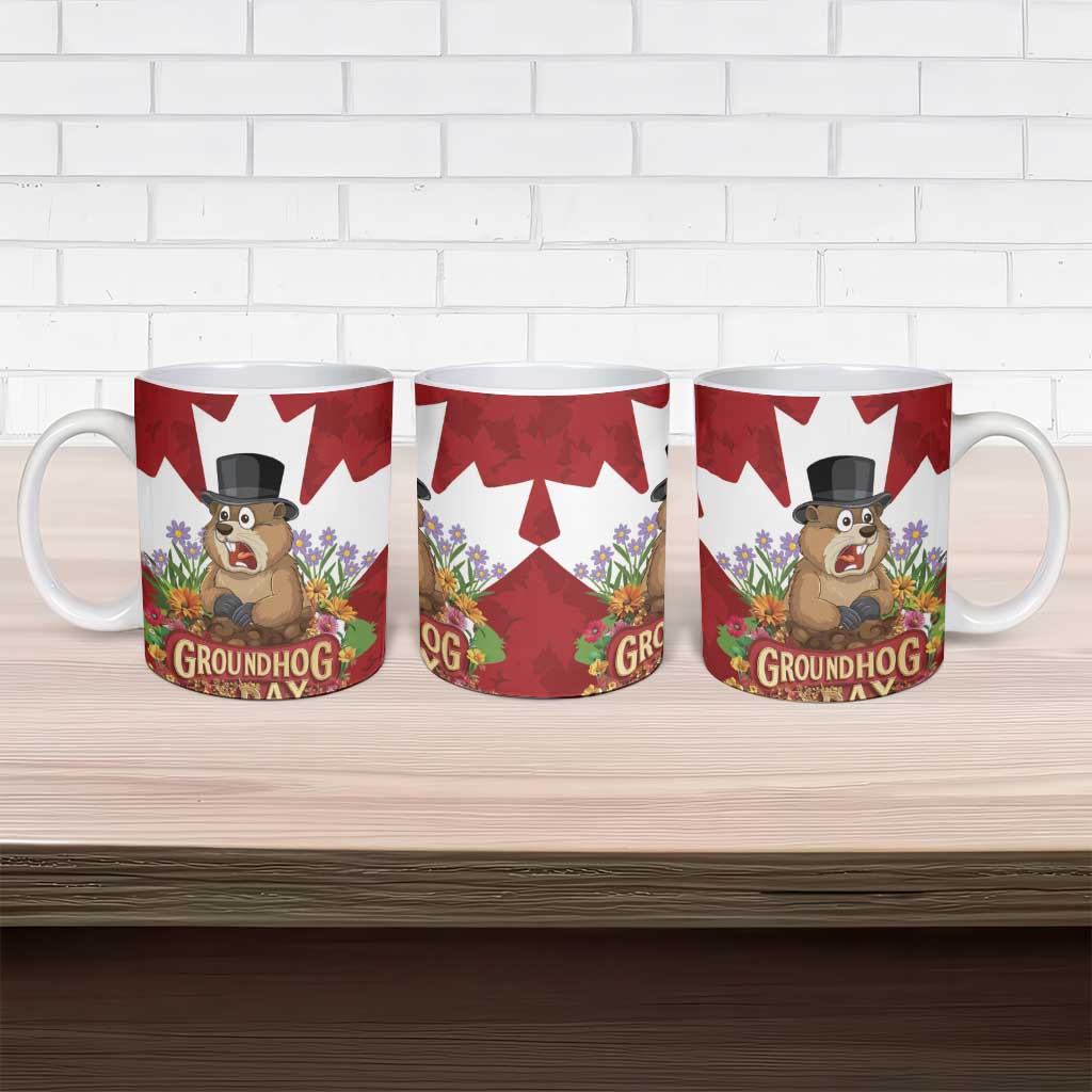 Funny Groundhog Day Ceramic Mug Canadian Maple Leaf - Wonder Print Shop