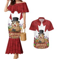 Funny Groundhog Day Couples Matching Mermaid Dress and Hawaiian Shirt Canadian Maple Leaf - Wonder Print Shop