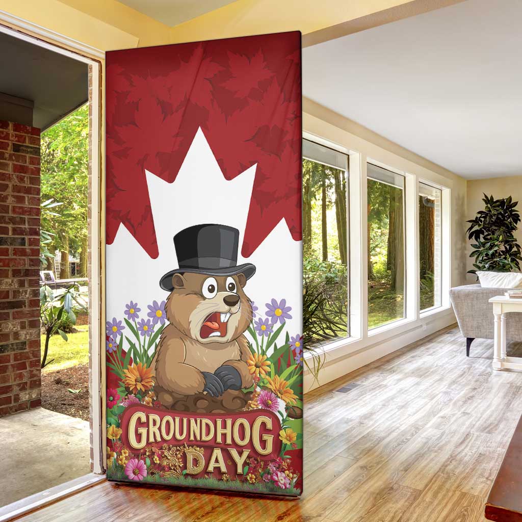 Funny Groundhog Day Door Cover Canadian Maple Leaf - Wonder Print Shop