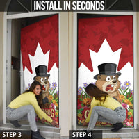 Funny Groundhog Day Door Cover Canadian Maple Leaf - Wonder Print Shop