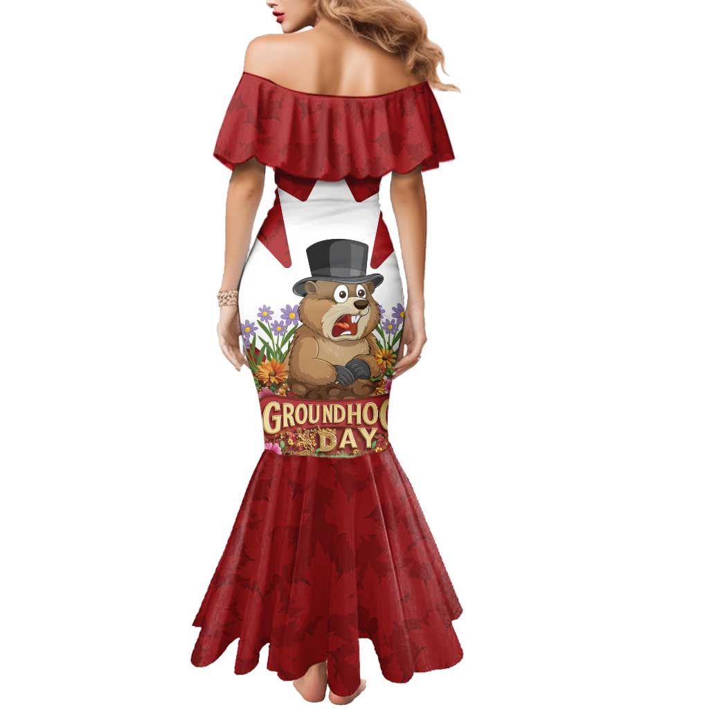 Funny Groundhog Day Family Matching Mermaid Dress and Hawaiian Shirt Canadian Maple Leaf - Wonder Print Shop