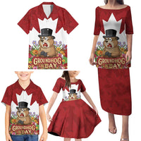 Funny Groundhog Day Family Matching Puletasi and Hawaiian Shirt Canadian Maple Leaf - Wonder Print Shop