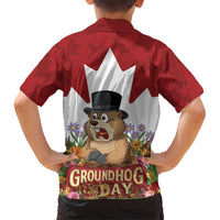 Funny Groundhog Day Family Matching Short Sleeve Bodycon Dress and Hawaiian Shirt Canadian Maple Leaf - Wonder Print Shop