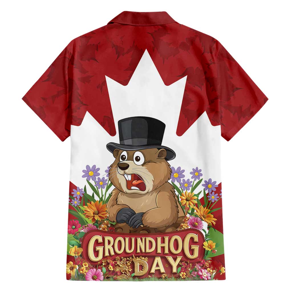 Funny Groundhog Day Family Matching Short Sleeve Bodycon Dress and Hawaiian Shirt Canadian Maple Leaf - Wonder Print Shop