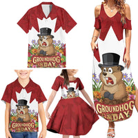 Funny Groundhog Day Family Matching Summer Maxi Dress and Hawaiian Shirt Canadian Maple Leaf - Wonder Print Shop