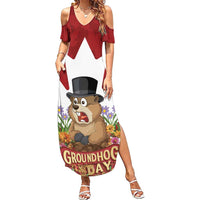 Funny Groundhog Day Family Matching Summer Maxi Dress and Hawaiian Shirt Canadian Maple Leaf - Wonder Print Shop