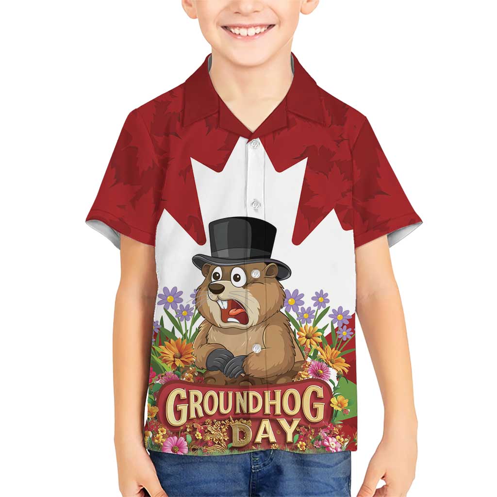 Funny Groundhog Day Family Matching Summer Maxi Dress and Hawaiian Shirt Canadian Maple Leaf - Wonder Print Shop