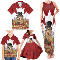 Funny Groundhog Day Family Matching Tank Maxi Dress and Hawaiian Shirt Canadian Maple Leaf - Wonder Print Shop